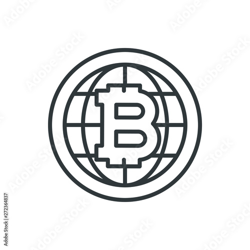 bitcoin globe vector icon