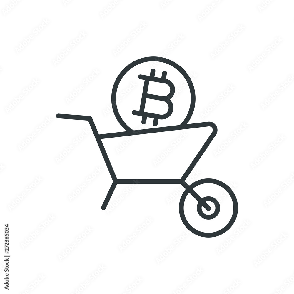 bitcoin wheelbarrow vector icon bitcoin wheelbarrow vector icon