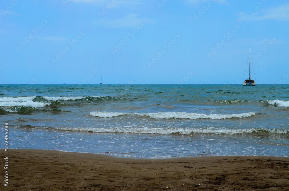 waves on the Mediterranean Sea on the shore of a turtle island in Dalyan, Turkey