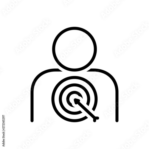 Black line icon for customer target 