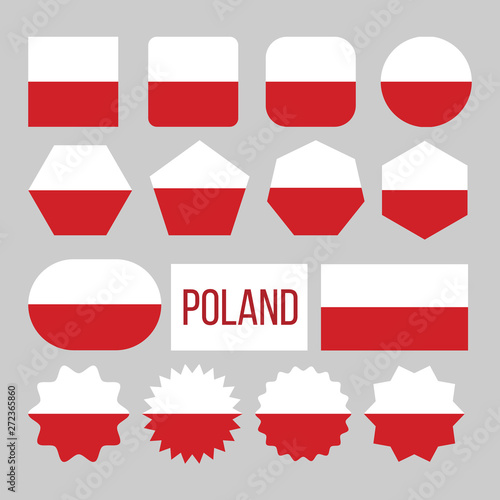 Free Download Poland Flag Collection Figure Icons Set Vector. Two Horizontal Stripes Of Equal Width, Upper One White And Lower Red On National Symbol Of Poland. Europe Design Flat Cartoon Illustration - GFXLoad