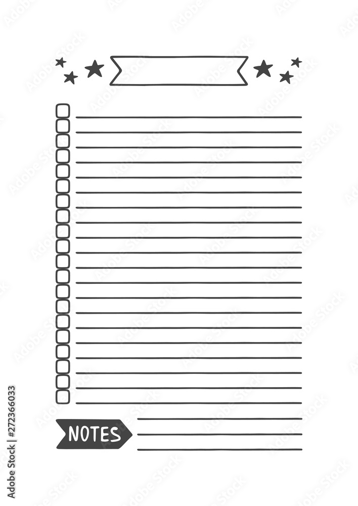 Vector Template List for Agenda, Planner and Other Stationery. Organizer Study, School or Work. Objects on White Background. Stock Vector Adobe Stock