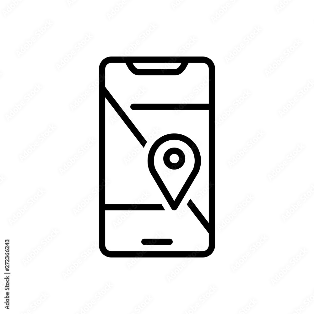 Black line icon for mobile geo localization Black line icon for mobile geo localization