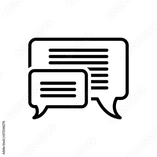Black line icon for message bubbles 