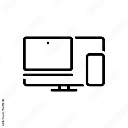 Black line icon for multiple devices