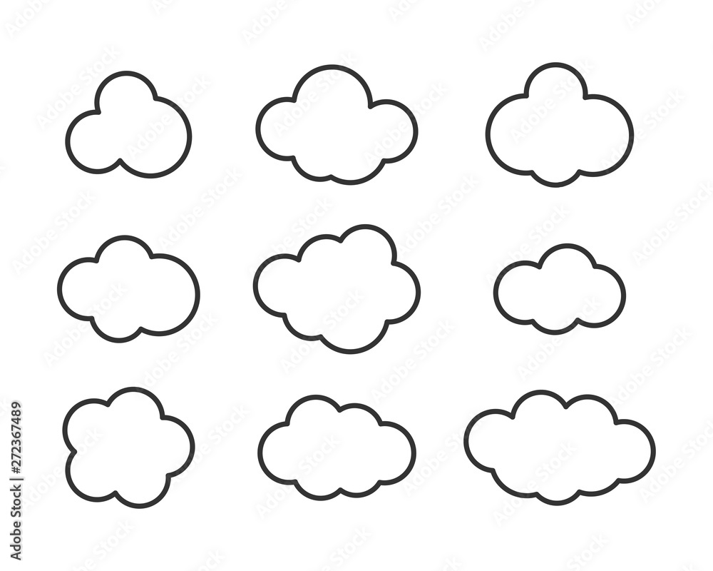 Sky clouds vector silhouette. Cloud icon set. Sky clouds vector silhouette. Cloud icon set.