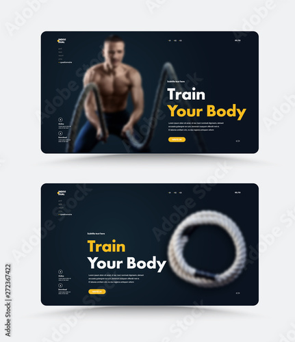 Vector black front page template for a personal trainer or nutritionist with a training heading