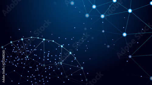Abstract technology with polygon shapes on dark blue background, Digital technology concept, Illustration Vector