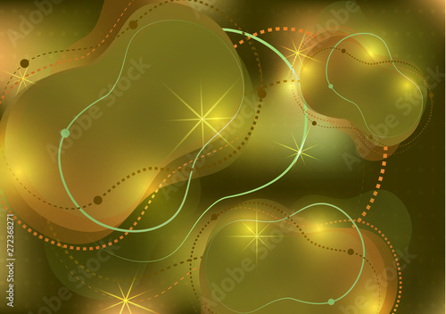Abstract dynamic fluid against a bright gradient mesh. Liquid dynamics with forms and elements.