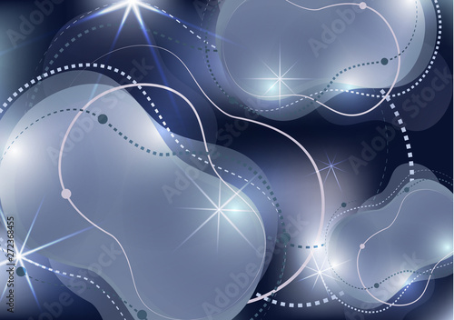 Abstract dynamic fluid against a bright gradient mesh. Liquid dynamics with forms and elements.