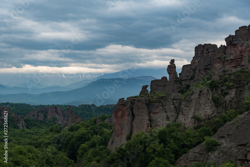 Mountains panorama of Belogradchik cliff rocks, nature gem landmark,.Bulgaria