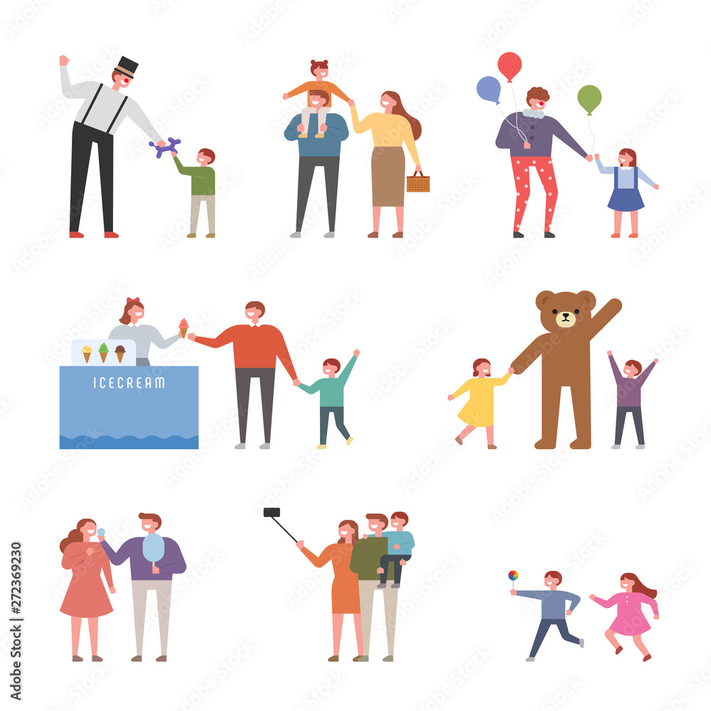 People who play fun on Children's Day playground. flat design style minimal vector illustration