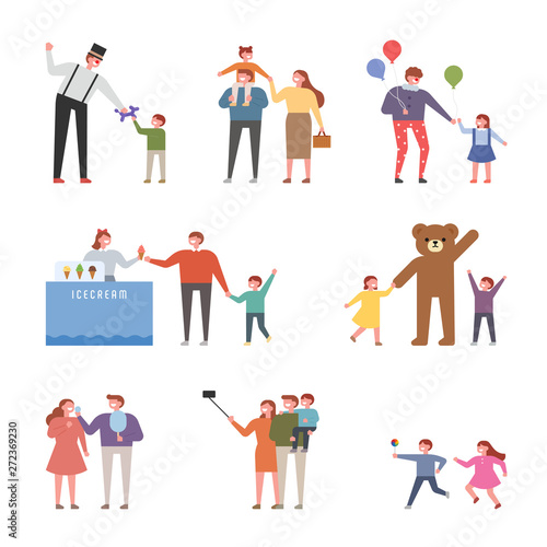 People who play fun on Children's Day playground. flat design style minimal vector illustration