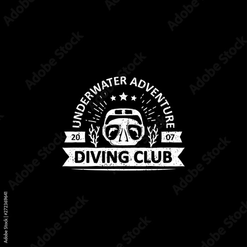 vintage diving badges labels, emblems and logo
