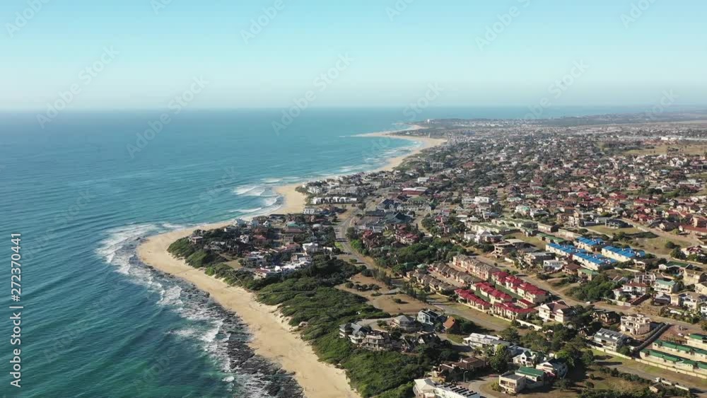Aerial coastal view or drone shot of Jeffreys Bay or J-Bay in Eastern Cape of South Africa. Aerial coastal view or drone shot of Jeffreys Bay or J-Bay in Eastern Cape of South Africa.