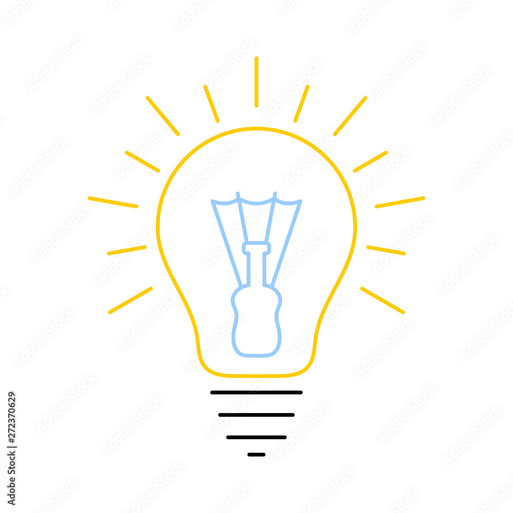 Glowing electric bulb thin line icon. Idea and creativity symbol isolated on white background. Glowing electric bulb thin line icon. Idea and creativity symbol isolated on white background.