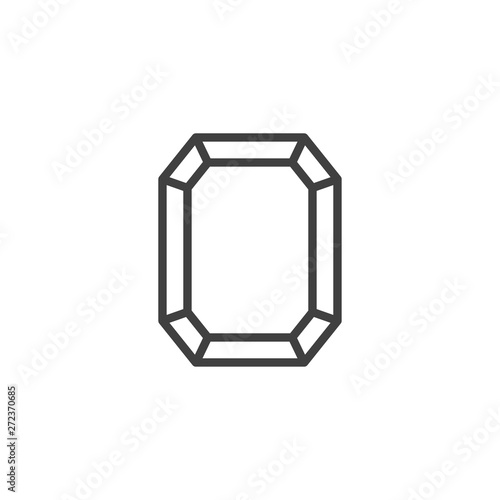 Rectangular diamond line icon. Gem, gemstone linear style sign for mobile concept and web design. Diamond cut outline vector icon. Symbol, logo illustration. Vector graphics