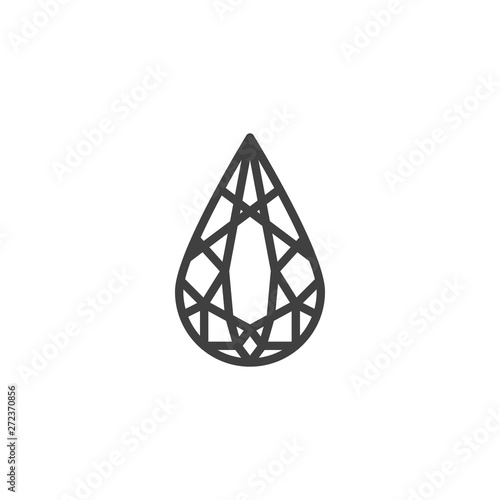 Pear diamond line icon. Brilliant, gemstone linear style sign for mobile concept and web design. Precious stone, gem outline vector icon. Symbol, logo illustration. Vector graphics