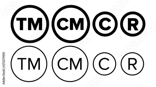 Copyright And Registered Trademark Icon Set Vector. Collection Of Template Symbol Smartmark And Trademark Right And License. Intellectual Property Sign Protection Flat Design Illustration photo