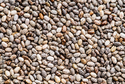 Heap of Chia seeds. Food background.