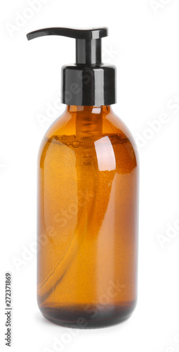Bottle of shampoo on white background