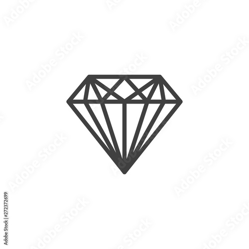 Diamond, Gem stone line icon. Brilliant crystal linear style sign for mobile concept and web design. Gemstone outline vector icon. Jewelry symbol, logo illustration. Vector graphics