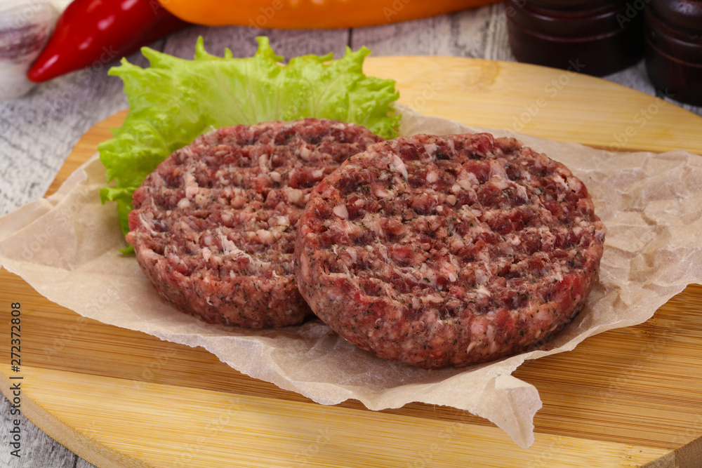 Raw burger cutlet Raw burger cutlet