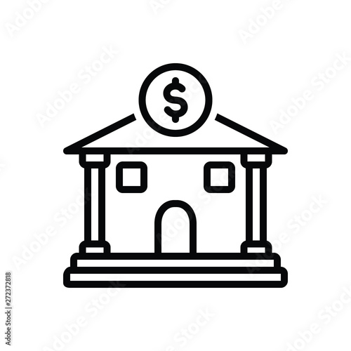 Black line icon for bank 