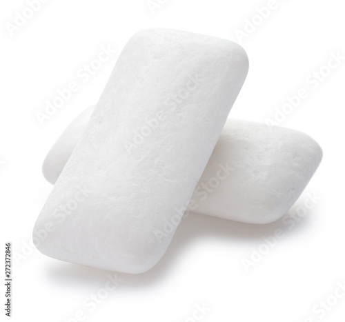 Chewing gum pieces on white background. Clipping path.