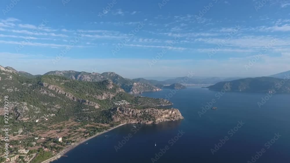 Turkish bays near the city of Marmaris. Panoramic view from the air Turkish bays near the city of Marmaris. Panoramic view from the air