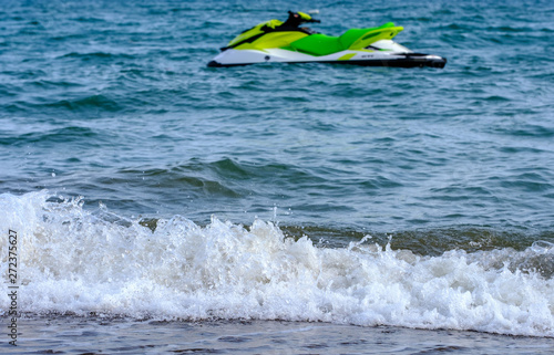 Jet ski on the Mediterranean Sea on the beach