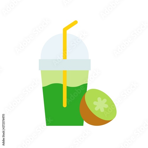 Kiwi frappe vector illustration, Beverage flat style icon