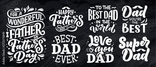 Lettering for Father's day greeting card, great design for any purposes. Typography poster. Vector illustration.