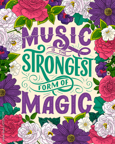 Quote about music. Hand dra...