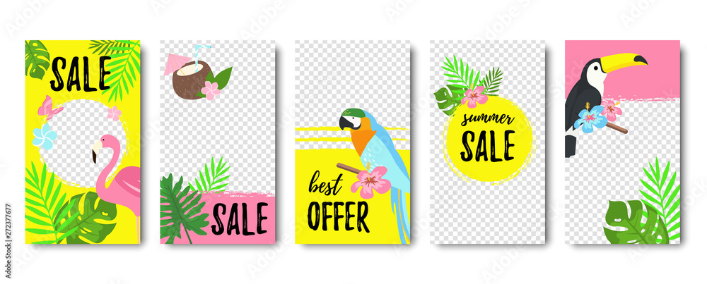 Collection of instagram templates. Frames for stories. Abstract vector illustration. Sale can be used for, website, poster, flyer, coupon, mobile app, gift card, smartphone template, web design