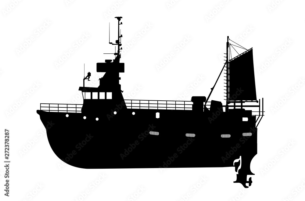 Obraz premium Fishing ship silhouette