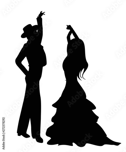 Flamenco dancers silhouettes