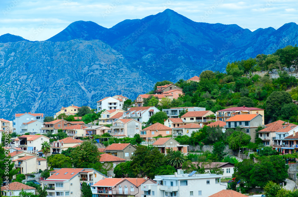 Beautiful top view on resort town of Kotor, Montenegro
