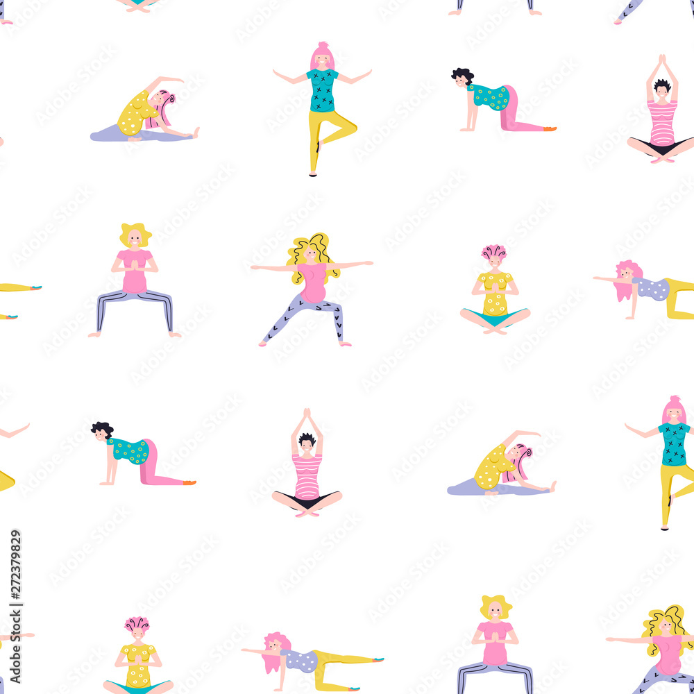 Seamless pattern made of Yoga class Seamless pattern made of Yoga class