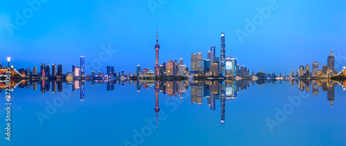 Shanghai skyline panoramic view at night,China