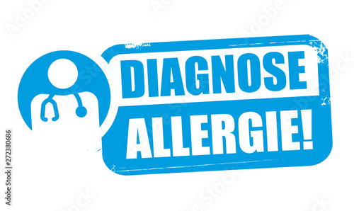 Diagnose Allergie - Vektor Illustration - roter Stempel mit Symbol