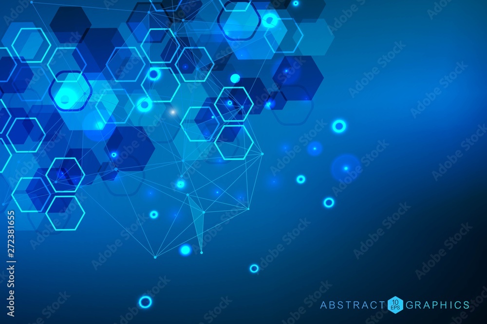 Hexagonal abstract background. Big Data Visualization. Global network connection. Medical, technology, science background. Vector illustration. Hexagonal abstract background. Big Data Visualization. Global network connection. Medical, technology, science background. Vector illustration.