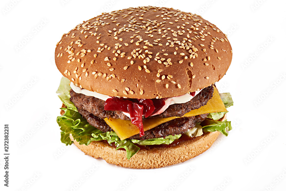 fresh tasty burger isolated on white background fresh tasty burger isolated on white background