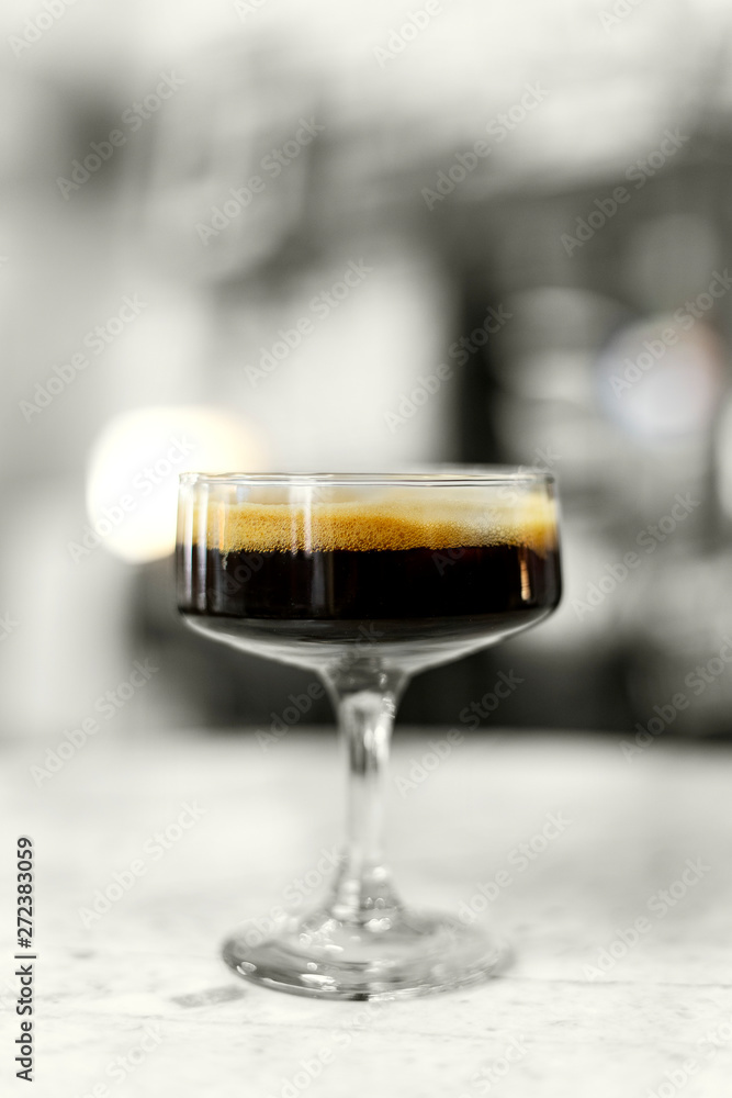 A glass of espresso shot mixed with craft soda. A glass of espresso shot mixed with craft soda.