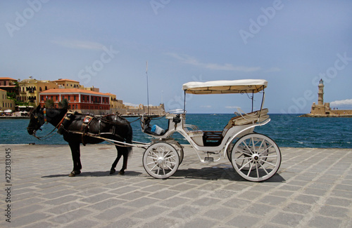 Horse carriage near the port of Chania, Crete