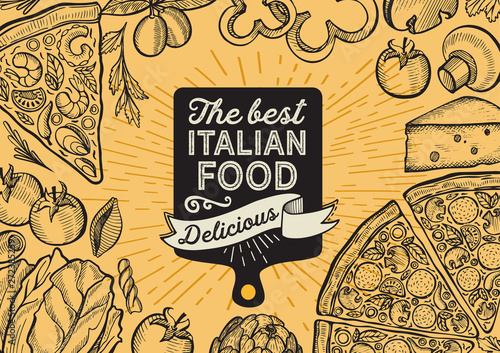 Pizza illustration for italian food cuisine restaurant 