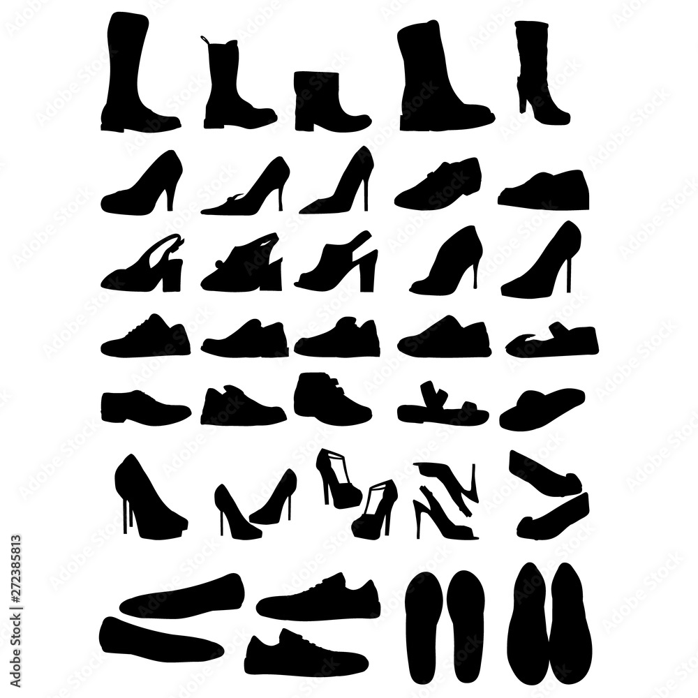 vector isolated shoe silhouettes set vector isolated shoe silhouettes set