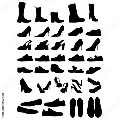 vector isolated shoe silhouettes set