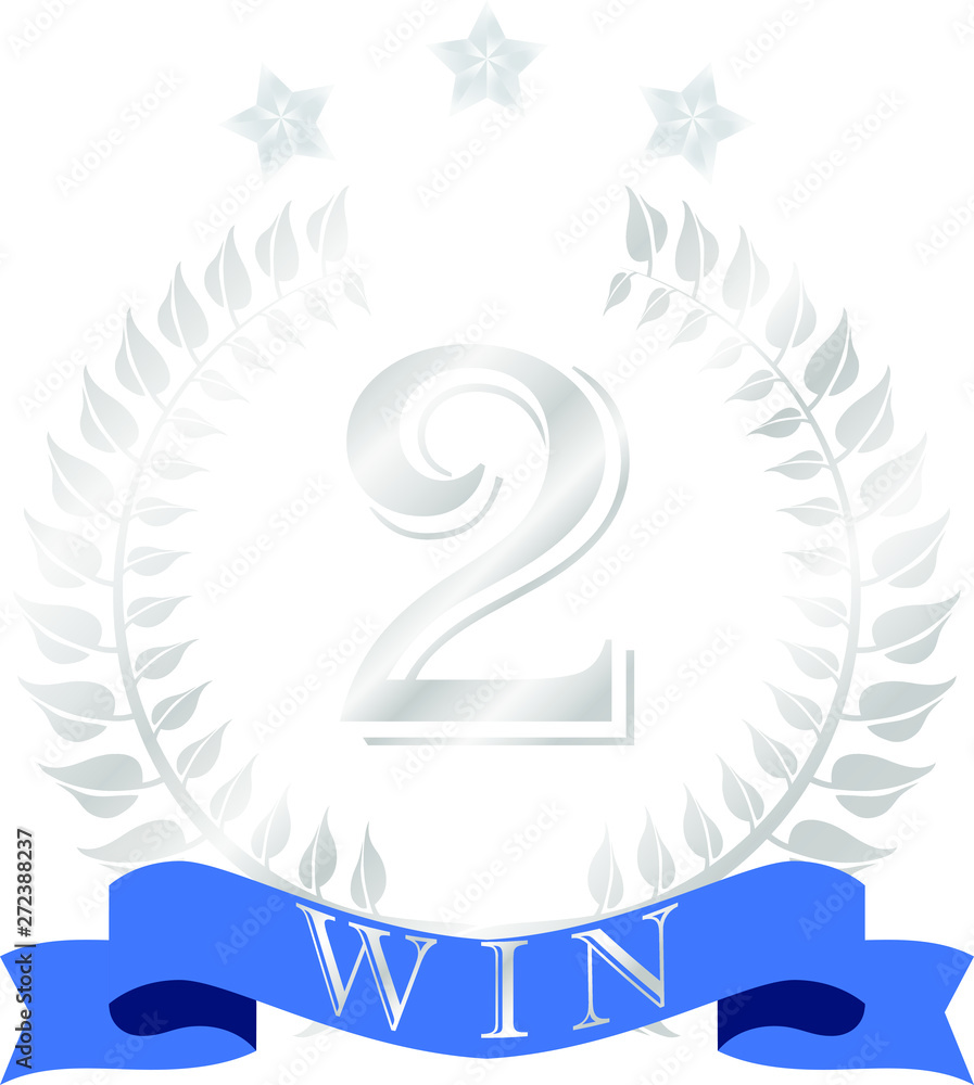 Illustration of a three-star Silver laurel to honor the Second place Illustration of a three-star Silver laurel to honor the Second place