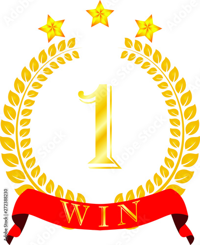 Illustration of a three-star gold laurel to honor the first place 